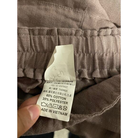 Womens Crop Pants Size Large Gray Wide Leg Pull On Relaxed Lagenlook Boho - Picture 5 of 10